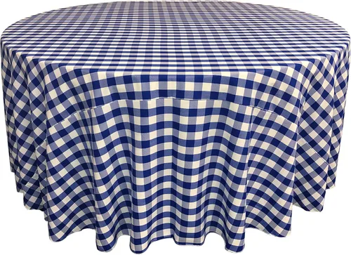 Vista 24 de Mantel LA Linen, redondo, a cuadros, polivinílico, 51 pulgadas.