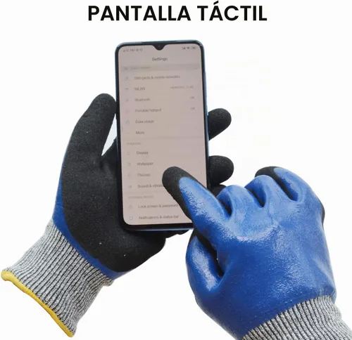 Vista 5 de Guantes de jardinería duraderos para hombres, guantes de jardín de nitrilo resistentes, guantes de trabajo de doble capa, resistentes a cortes, a