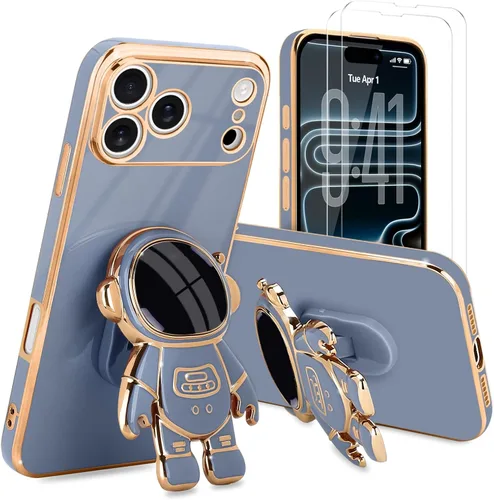 Vista 17 de Pepmune - Funda para iPhone 15 con soporte de astronauta 3D, color negro