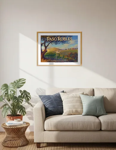 Vista 6 de Paso Robles Wineries San Luis Obispo - California Vineyards Wine Country Art por Kerne Erickson - Cartel de metal vintage de 8 x 12 pulgadas