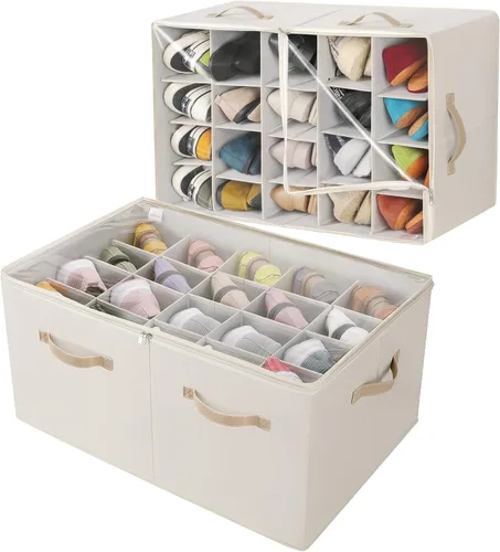 Vista 8 de TOPIA HOME Organizador de zapatos para armario, caja de zapatos plegable con divisores ajustables y cubierta transparente, organizador