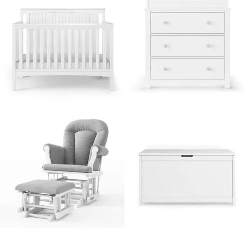 Vista 10 de Child Craft Scout - Juego de muebles convertibles 4 en 1 para cuna de bebé, cómoda con cambiador, silla deslizante y caja de juguetes para bebés