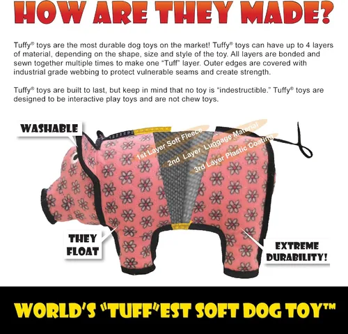Vista 5 de TUFFY - Juguete suave para perros del mundo -Pulpo de criatura oceánica -Squeakers - Múltiples capas. Hecho duradero, fuerte y resistente. Juego