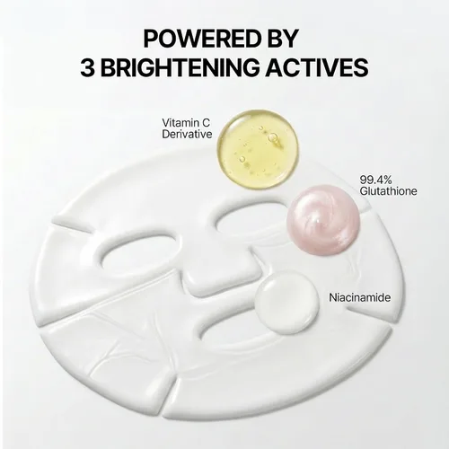 Vista 5 de AIDA Máscara facial iluminadora de glutatión, cuidado de la piel y las manchas oscuras, 99.4% liposomas de glutatión puros, mascarilla coreana