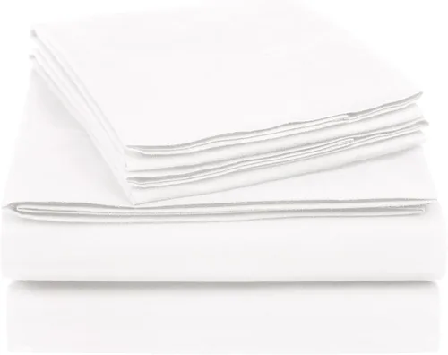 Vista 6 de Amazon Basics Essential - Juego de sábanas de mezcla de algodón de 4 piezas, tamaño Queen, color beige, sólido