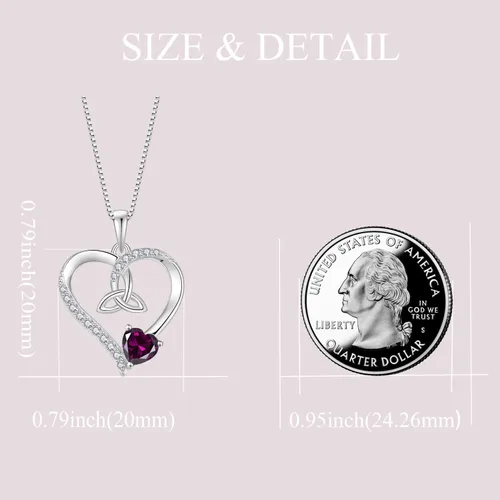 Vista 31 de Collar de corazón con nudo celta de plata de ley 925, collar con colgante para mujer, joyería de piedra natal
