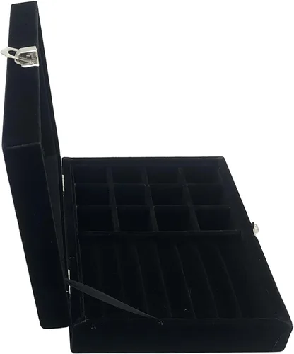 Vista 4 de Joyero organizador, caja de almacenamiento de joyería con tapa de vidrio transparente, caja de anillo de joyería de vidrio de terciopelo, caja