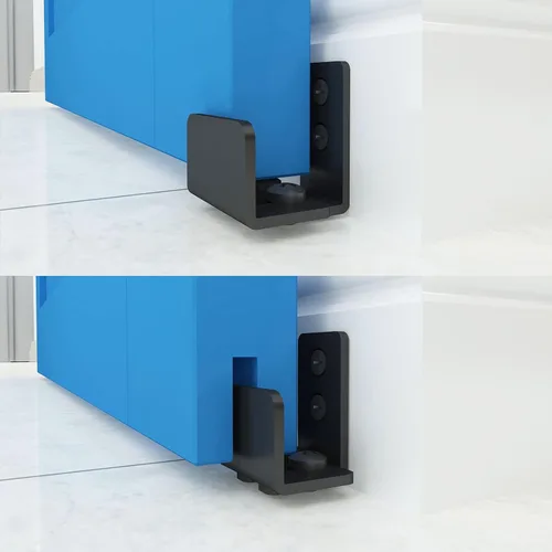 Vista 8 de JUBEST Guía de piso negro mate para montaje en pared, herrajes para puertas corredizas de granero de hasta 1-3/8 pulgadas de ancho y 1-1/4 pulgadas