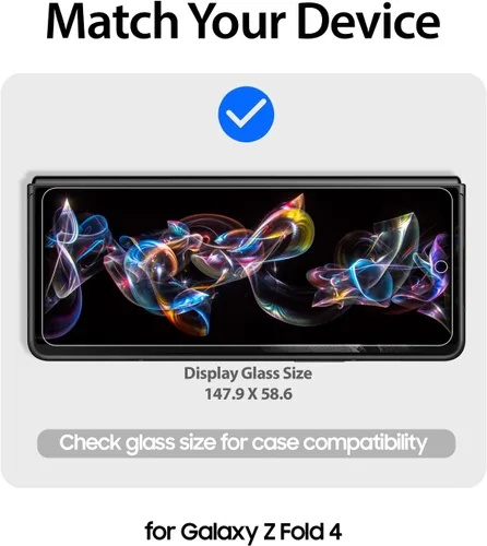 Vista 2 de DOME GLASS Whitestone - Protector de pantalla para Z Fold 4 2022, protector de vidrio templado completo con tecnología de dispersión de líquidos