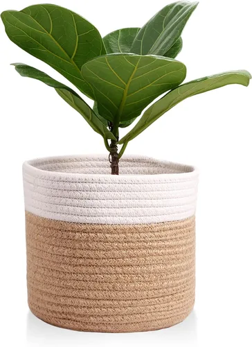 Vista 12 de Cesta de Planta de Cuerda de Algodón Cesta Tejida Moderna para Maceta de Flores de 6" Macetas de Interior de Piso, Organizador de Almacenamiento
