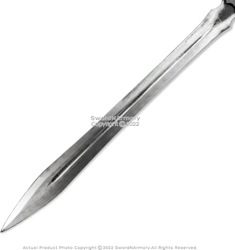 Vista 9 de Munetoshi 36" machete de doble filo espada corta manganeso acero batalla listo para la batalla funda de cuero