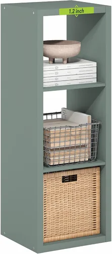 Vista 18 de Furinno Estantería para cubículos, estantería apilable, organizador de almacenamiento en cubos con parte trasera abierta, extragruesa, 15.8 x 15.8 x