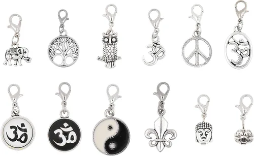 Vista 13 de Mandala Crafts Dijes de clip con cierre de langosta para pulsera, collar, joyería de bricolaje; 12 piezas surtidas