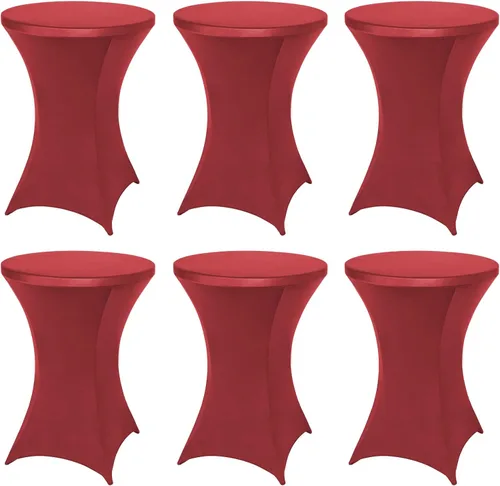 Vista 12 de FestiCorp Mantel de Mesa Negro de Spandex, Manteles Ajustados para Cóctel, Manteles Elásticos Redondos para Mesa Alta para Fiestas, Bar, Bodas