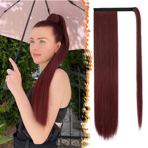 Vista 59 de BARSDAR Extensión de Cola de Caballo Corta y Recta - Extensiones de Cabello de Cola de Caballo con Cordón de 14 Pulgadas en Negro para Mujeres