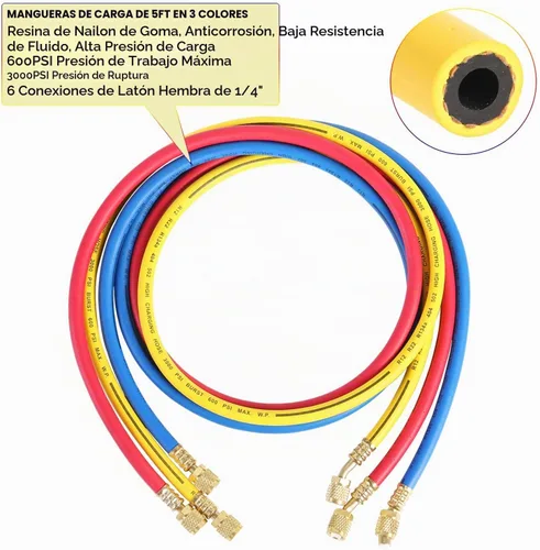 Vista 7 de JIFETOR 3 vías AC Manifold Gauge Set para la carga auto hogar R404A R134A