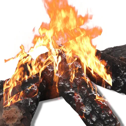 Vista 3 de GYG 4 pequeñas estufas de chimenea de cerámica de madera como troncos de hoguera para decoración