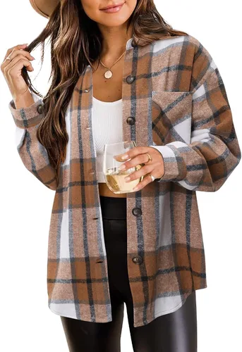 Vista 102 de ZOLUCKY Chaqueta de manga larga con botones para mujer, talla grande, blusas