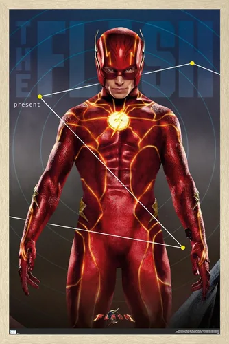 Vista 7 de Trends International DC Comics Movie The Flash - Póster de pared tríptico The Flash, 34 pulgadas de largo x 22.4 W, versión enmarcada en caoba