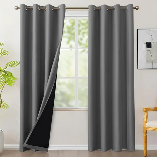 Vista 14 de BONZER - Juego de 4 paneles de cortinas 100% opacas, cortinas de ventana con aislamiento térmico y bloqueo de luz, de 63 pulgadas de largo, cortina