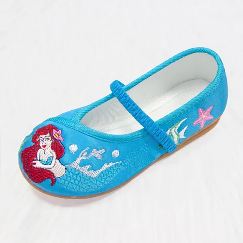 Vista 7 de Ariel - Zapatos de disfraz de sirena para niños pequeños, hermosos zapatos de ballet Mary-Jane, cómodos zapatos de tacón bajo con punta redonda