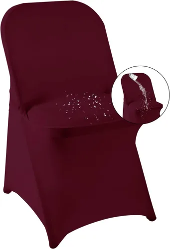 Vista 26 de magalo Paquete de 12 fundas para sillas plegables de elastano negro, impermeables, elásticas, para bodas, fiestas, banquetes de comedor y otros