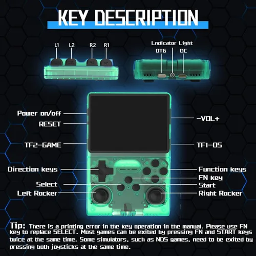 Vista 4 de [30000 en 1] R40S PRO Consola de juegos de mano 3.5 pulgadas Pantalla IPS Mini consola retro 3800mAh Arcade de bolsillo portátil 45+ emulador Verde
