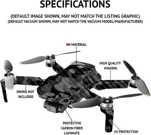 Vista 3 de MightySkins - Drone portátil de fibra de carbono compatible con DJI Mini 2, negro abstracto, acabado de fibra de carbono texturizado protector