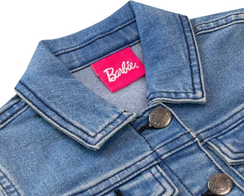 Vista 3 de Barbie Chaqueta vaquera bordada para niñas, Azul