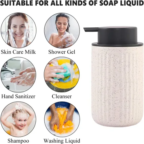 Vista 7 de Dispensador de jabón espumoso, dispensador de jabón líquido de espuma de cerámica para baño, dispensador de jabón de loción recargable de 12 onzas