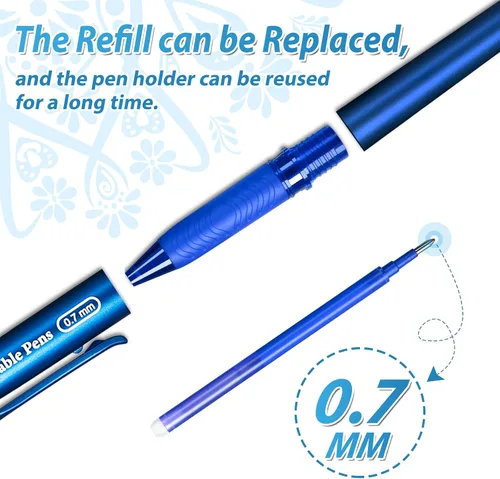Vista 5 de KERIFI Bolígrafos de gel borrables de 0.7mm, bolígrafos de punta fina borrables con calor, haz que los errores desaparezcan, bolígrafos de tinta