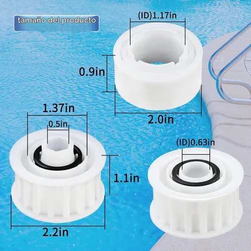 Vista 5 de 3884997-R6 4 ruedas guía y 2 engranajes de polea compatibles con Maytronics 4 ruedas guía con 2 engranajes de polea para Nautilus CC