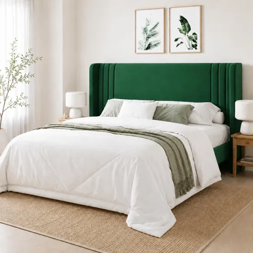 Vista 18 de Allewie Marco de Cama de Plataforma de Terciopelo Tamaño Completo con Cabecera Acolchada Vertical con Respaldo Alto, Fácil Montaje, Almacenamiento