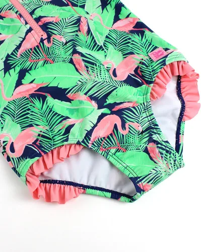 Vista 4 de RuffleButts - Traje de baño de una pieza con protección anti-brotes para bebés y niñas, protección solar UPF 50+