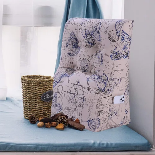 Vista 5 de WOWMAX Almohada de lectura curva para adulto, almohada de espalda elevada para sentarse en la cama, almohada de apoyo de espalda para sofá, almohada