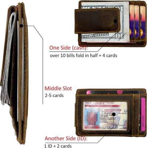 Vista 2 de Hopsooken broche para dinero cartera con bolsillo frontal cartera minimalista para hombre