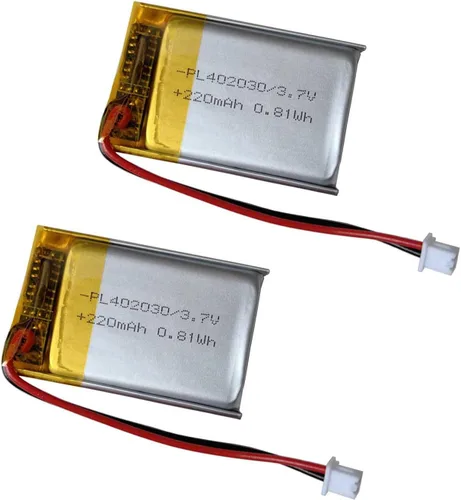 Vista 7 de Batería de repuesto de polímero de litio recargable de 3.7 V 402030 220 mAh con conector Jst PH1.25/2p para auriculares Bluetooth, reloj