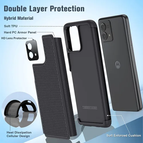 Vista 3 de FNTCASE Funda para Motorola Moto G-Stylus-5G-2023: funda protectora de doble capa a prueba de golpes Parte trasera texturizada antideslizante