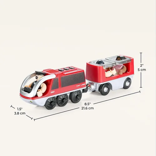 Vista 8 de Tiny Land Tren de locomotora de acción a baterías, potente juego de tren bala compatible con las principales pistas de marcas, juguetes de pista a