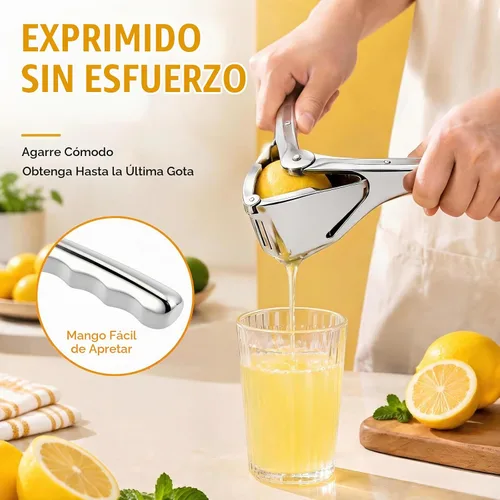 Vista 3 de Exprimidor de limón manual de acero inoxidable – Exprimidor de limón de extracción máxima, exprimidor de limón, exprimidor de cal de mano resistente