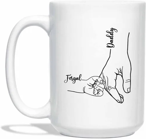 Vista 8 de Taza de café de cerámica personalizada para papá, taza de té blanca para feliz cumpleaños, taza de café para papá, taza de viaje con texto/foto