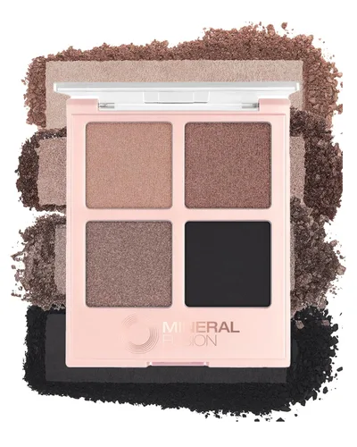 Vista 11 de Mineral Fusion Paleta de sombras de ojos Maquillaje vegano con acabados mate, satinado y brillante Fórmula natural y ligera (Coffee Break)