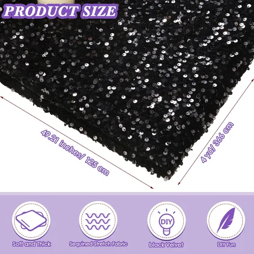 Vista 2 de Tela de terciopelo de lentejuelas por yarda, tela elástica brillante para coser mantel con purpurina brillante para vestido de mesa, accesorios