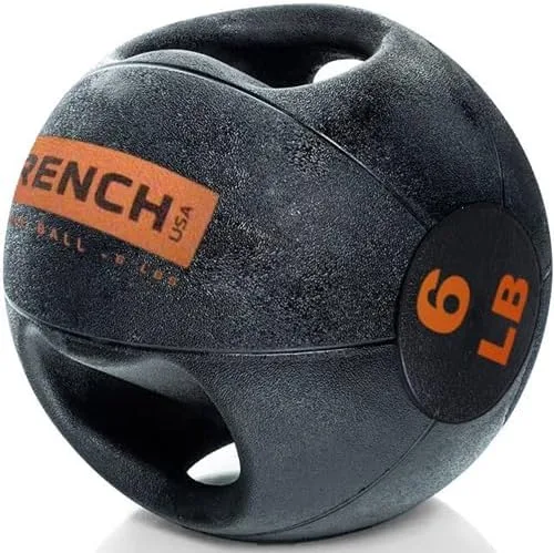 Vista 3 de French Fitness Balón medicinal de doble agarre con asas de 6 libras (nuevo)