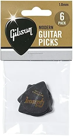 Vista 2 de Gibson Púas modernas para guitarra, paquete de 6 unidades, color negro, 0.039 in