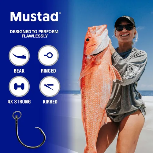Vista 5 de Mustad Círculo de demonio con anillos 4 veces fuerte, diseñado para funcionar perfectamente con gancho Kirbed, níquel negro