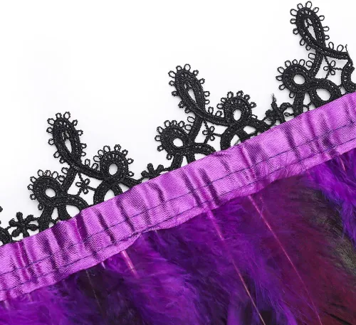 Vista 3 de L'VOW Puños con plumas auténticas naturales para fiesta de Halloween, paquete de 2