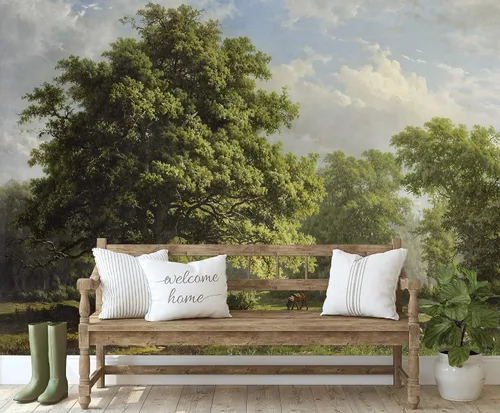 Vista 3 de Murwall Nature Wallpaper Rural Life Wall Mural Natural Wallpaper Landscape Wall Mural Tree Wallpaper Hallway