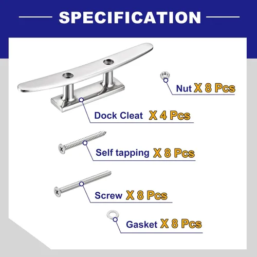 Vista 6 de uxcell Boat Cleat Open Base, 316 Stainless Steel Dock Cleat for Kayak Boat