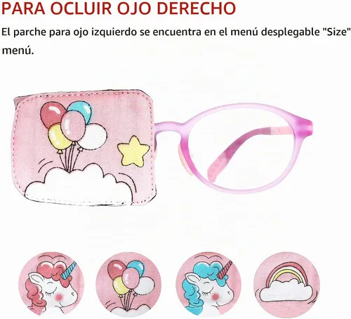 Vista 4 de Astropic Parche de algodón y seda para gafas para niños (ojo derecho, globo)